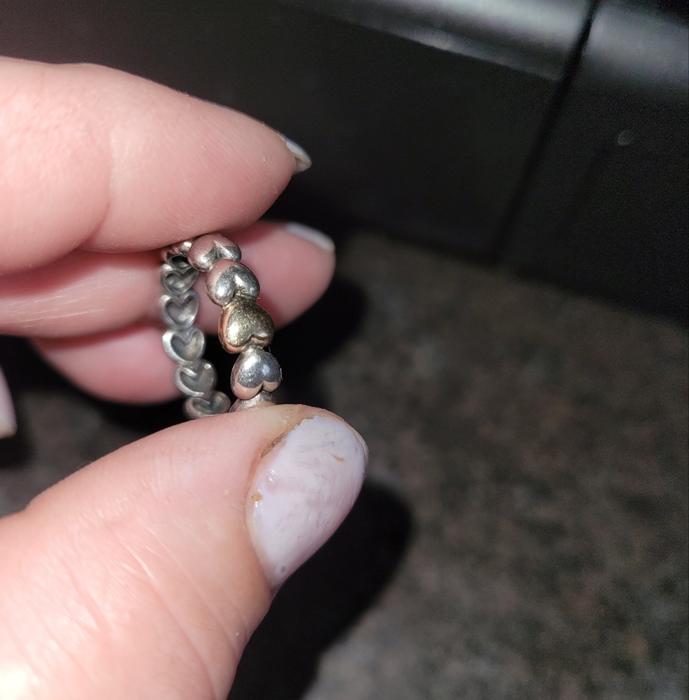 Pandora Chain Heart Ring Stamped 52 , So I Guess Thats Size 6-6.5